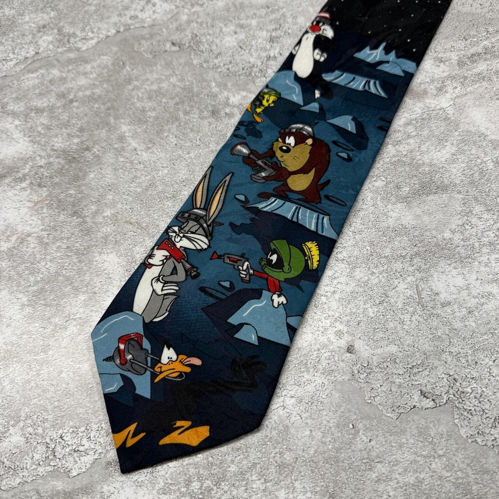 Vintage Looney Tunes Mania Tie Mens One Size Multicolor Pointed Necktie